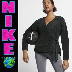 NWT Nike Women's Long Sleeve Sherpa Training Wrap Top Size Small Black 929839
